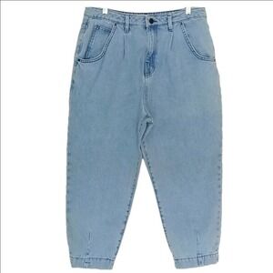 Gianni Bini Balloon Jeans Womens 31 Light Blue High Rise Pleated Tapered Denim